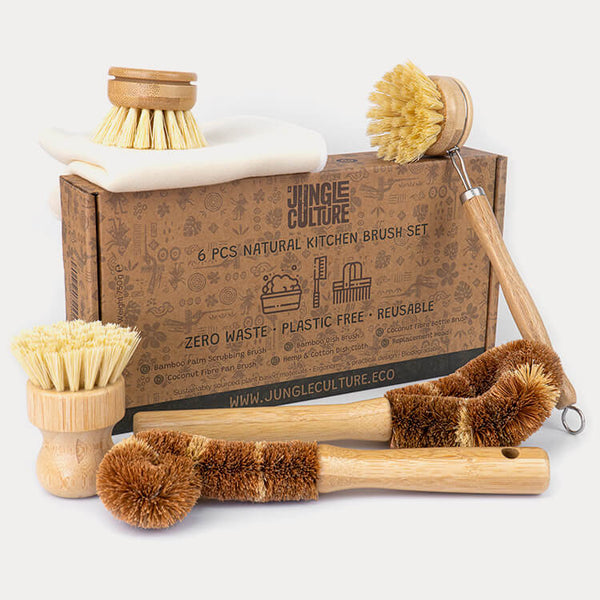 Plant Based Kitchen Scrubber Brush (6 Piece Starter Set)-0
