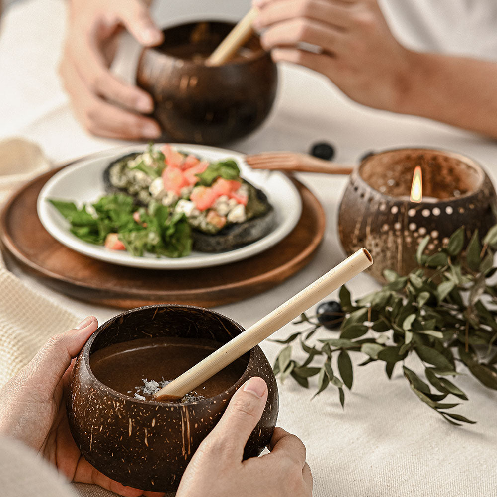 Natural Coconut Shell Cups (Set of 2)-3