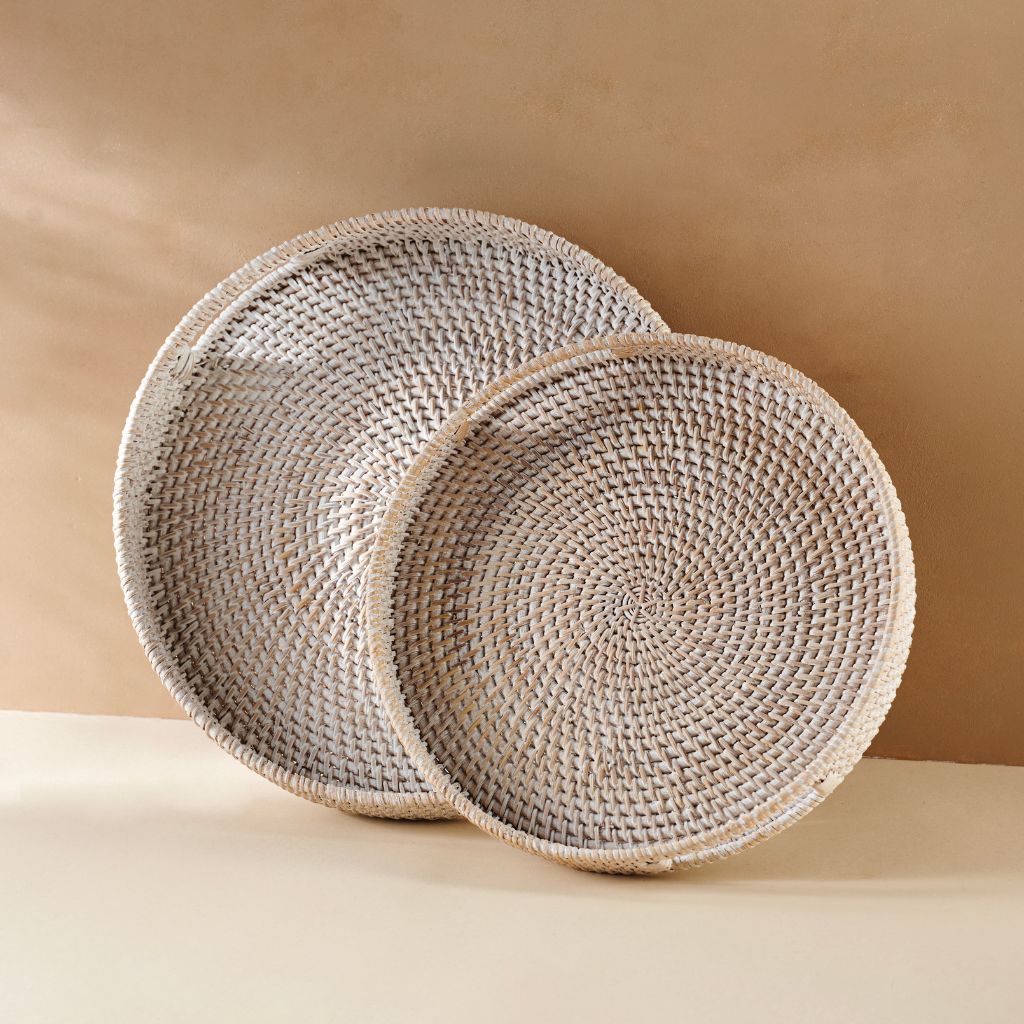 Rattan Trays - Whitewashed -1